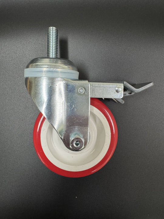 3-1/2" Polyurethane wheel 3/8"-16x1-1/2" Threaded Stem W/ Total Lock Brake