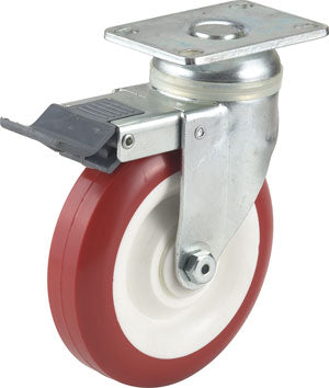 3-1/2" Polyurethane Wheel Swivel Plate Caster W/Total Lock Brake