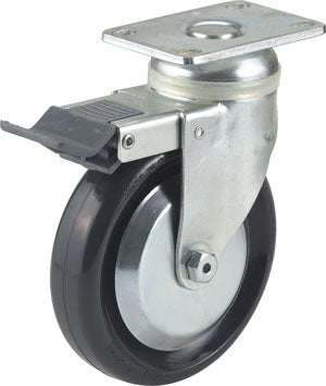 5" Hard Rubber Wheel Swivel Plate Caster W/Total Lock Brake