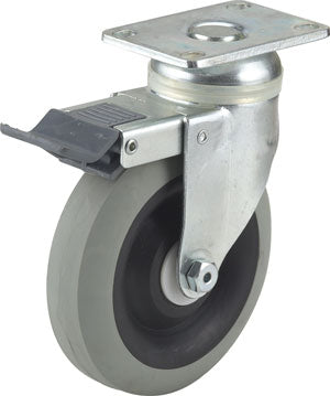 5" Thermoplastic Rubber Wheel Swivel Plate Caster W/Total Lock Brake - Non Marking
