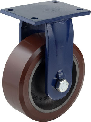 Heavy Duty 8"x3" Polyurethane Tread on Iron Rigid Caster