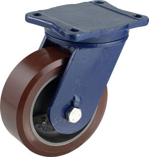 Extra Heavy Duty 8"x3" Polyurethane Tread on Iron Swivel Caster